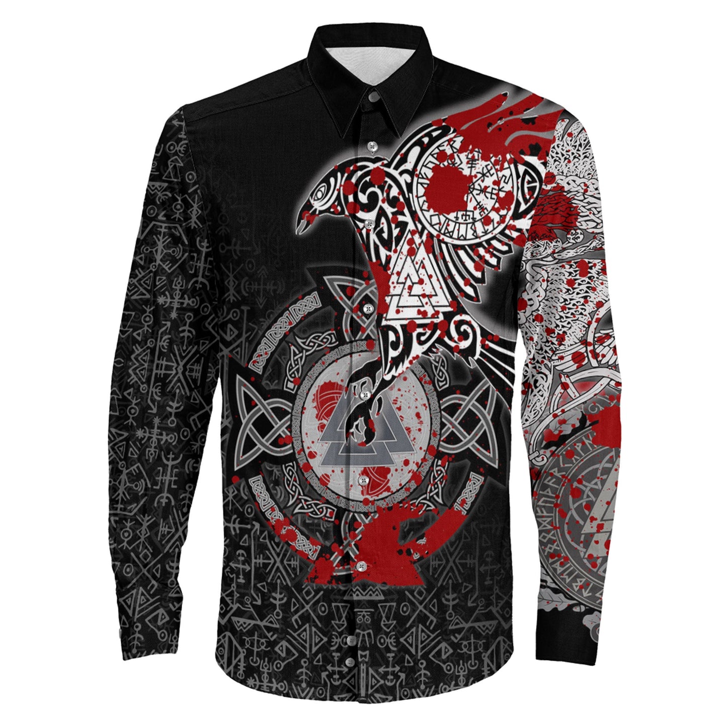 Clothing Raven Celtic Blood Viking Long Sleeve Button Shirt