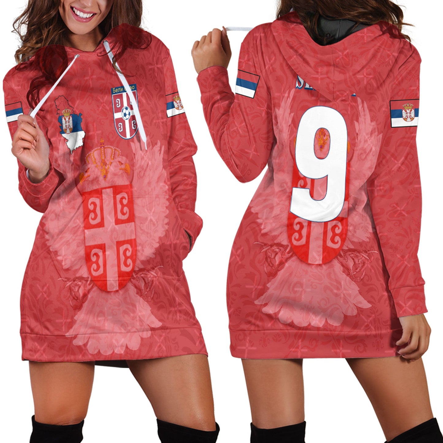 Clothing Serbia Soccer Style Hoodie Dress