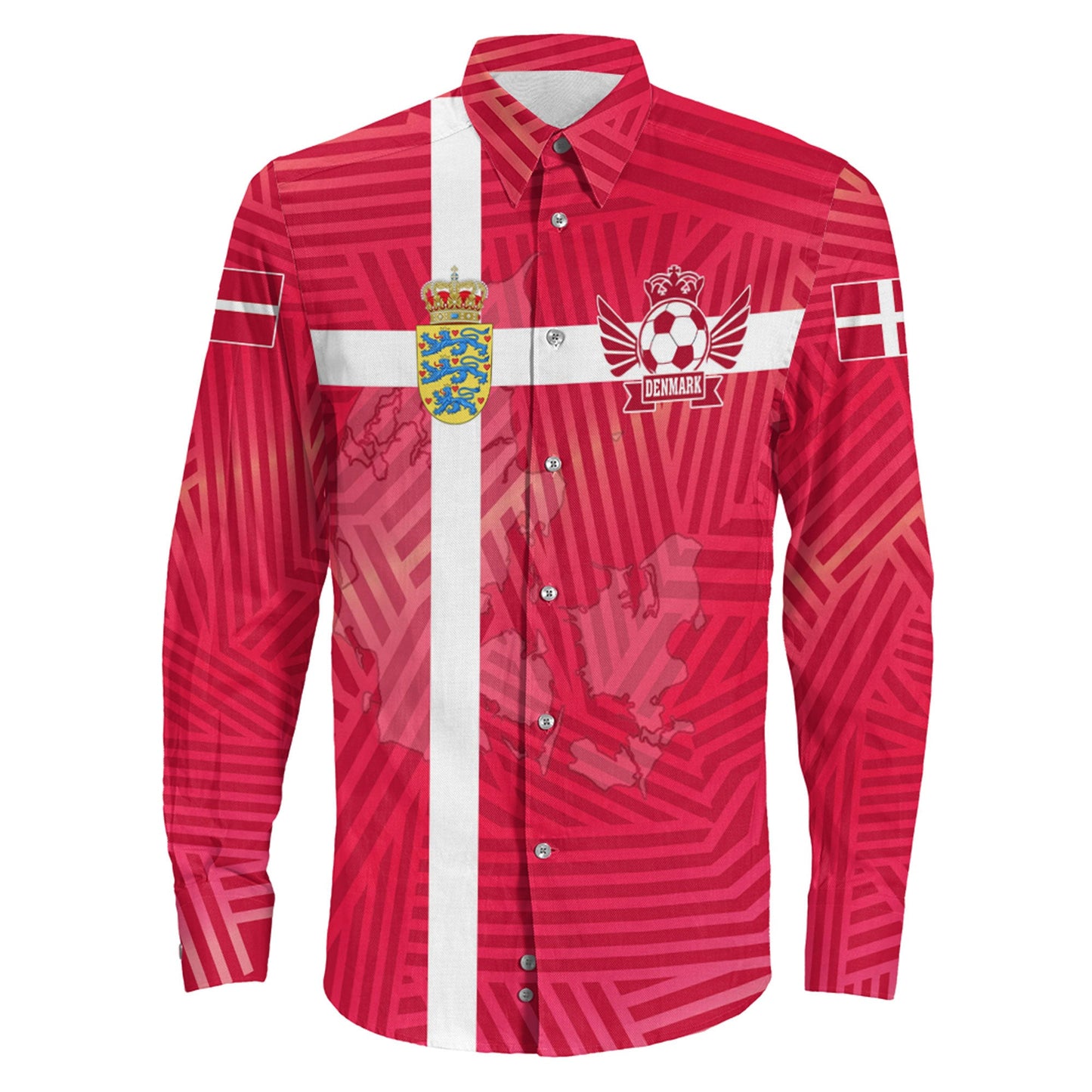 Clothing Denmark Sport Symbol Style Long Sleeve Button Shirt