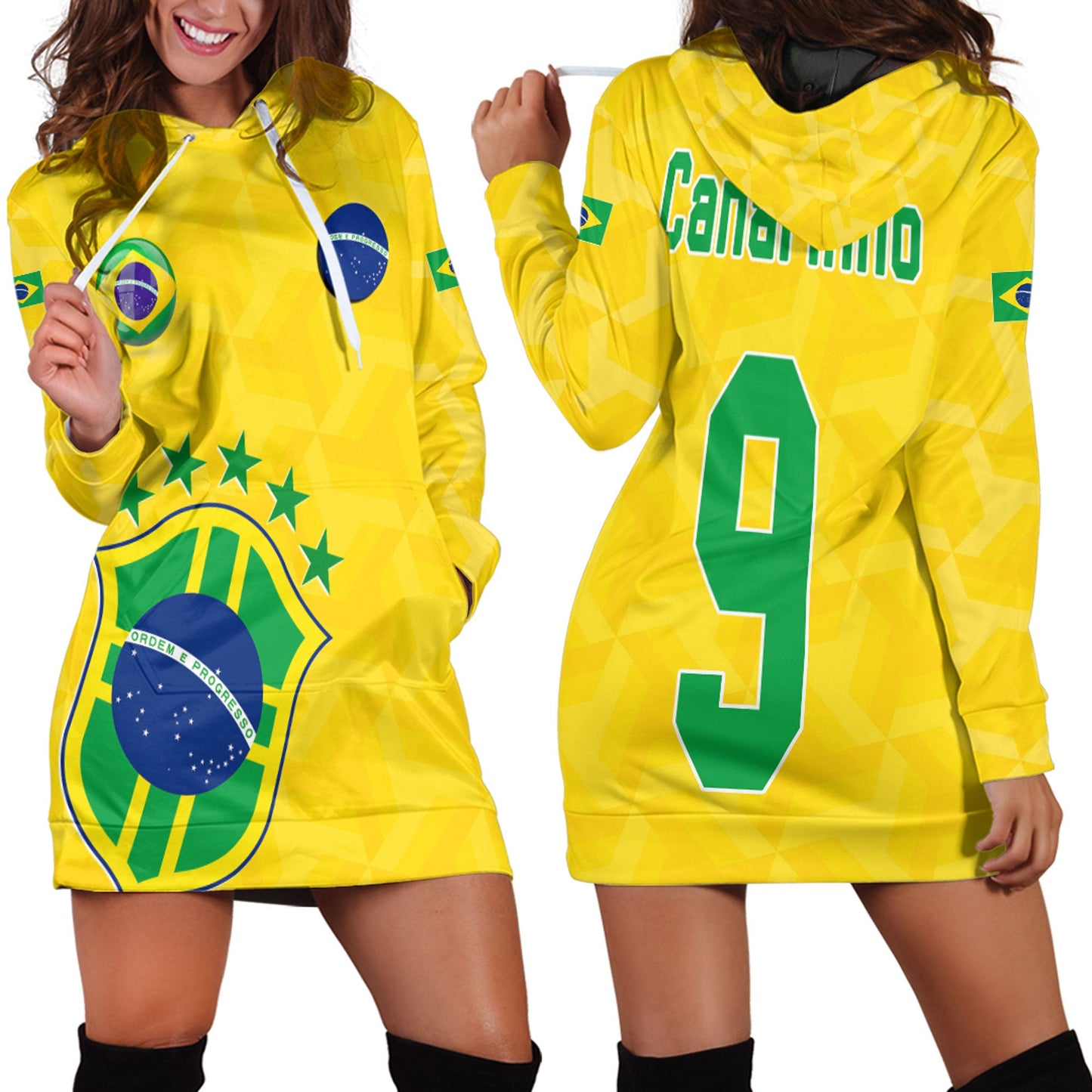 Clothing Custom Brazil Soccer Style Hoodie Dress