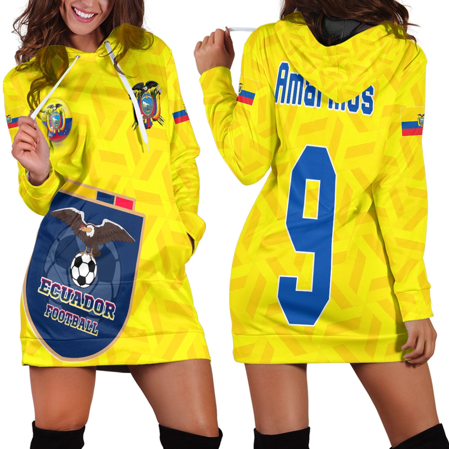 Clothing Custom Ecuador Soccer Style Hoodie Dress