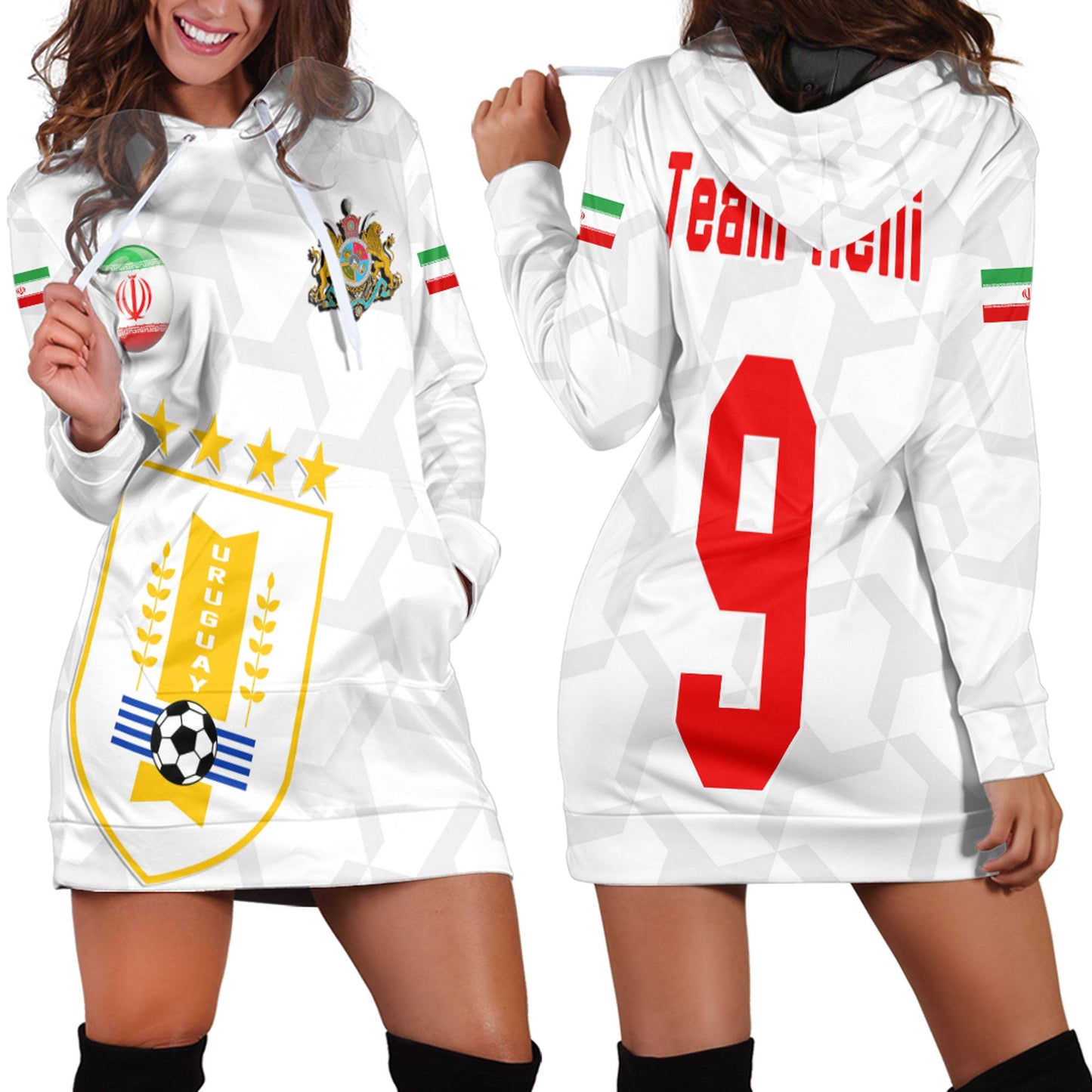 Clothing Custom Iran Soccer Style Hoodie Dress