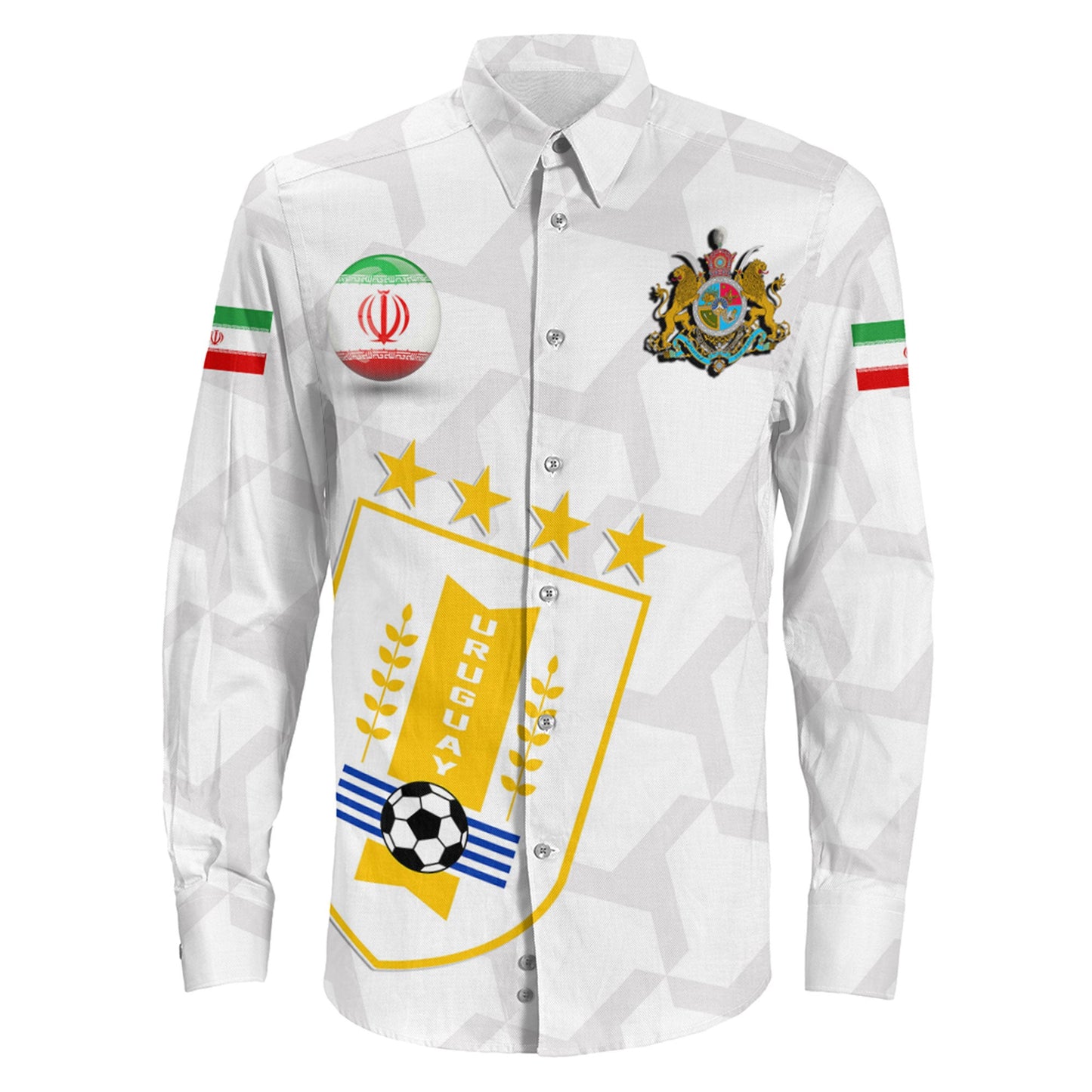 Clothing Custom Iran Soccer Style Long Sleeve Button Shirt