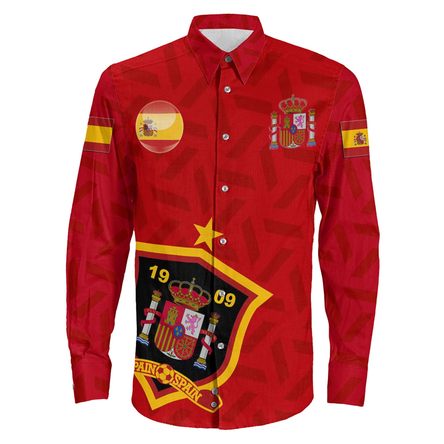 Clothing Custom La Roja Soccer Style Long Sleeve Button Shirt