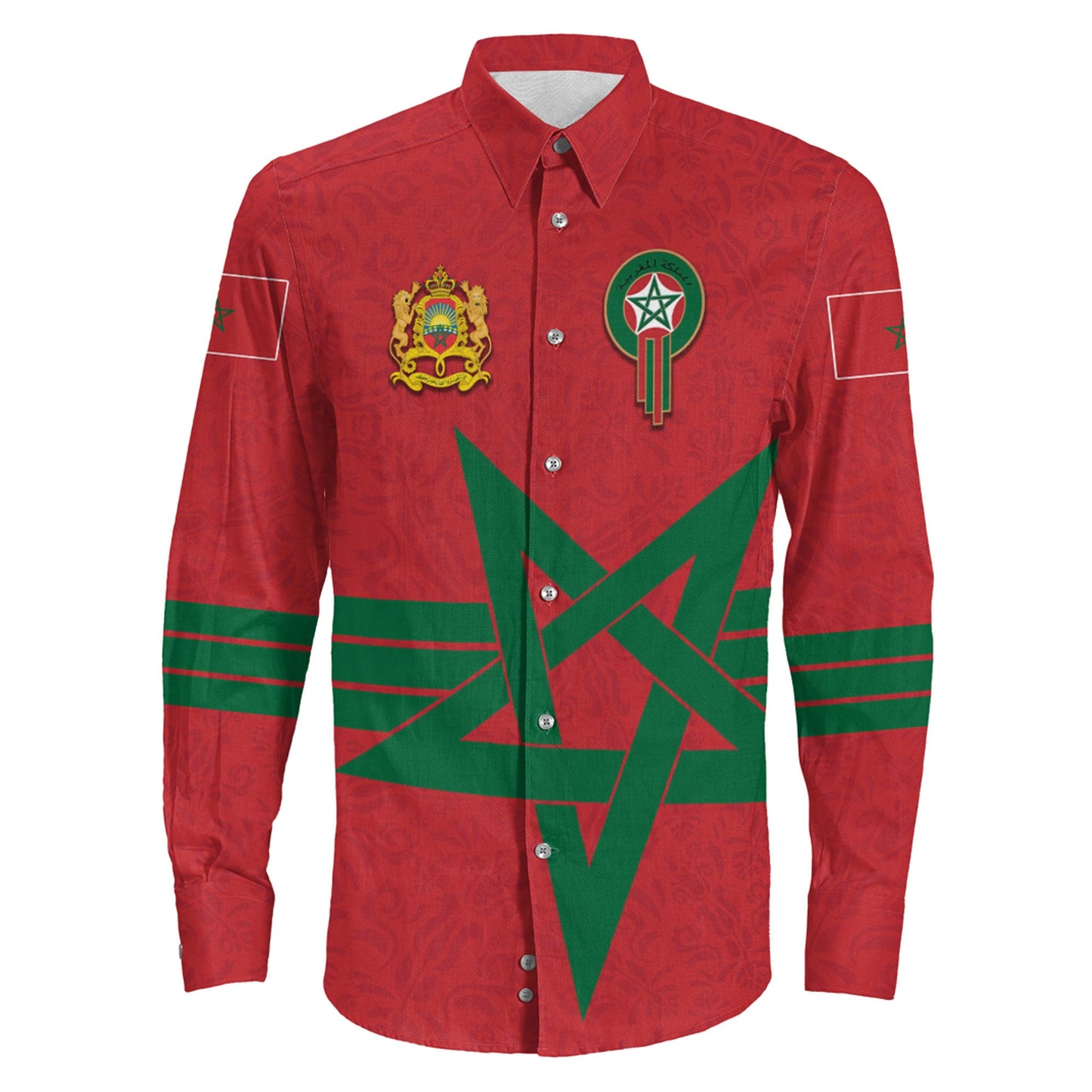 Clothing Morocco Soccer Style Long Sleeve Button Shirt