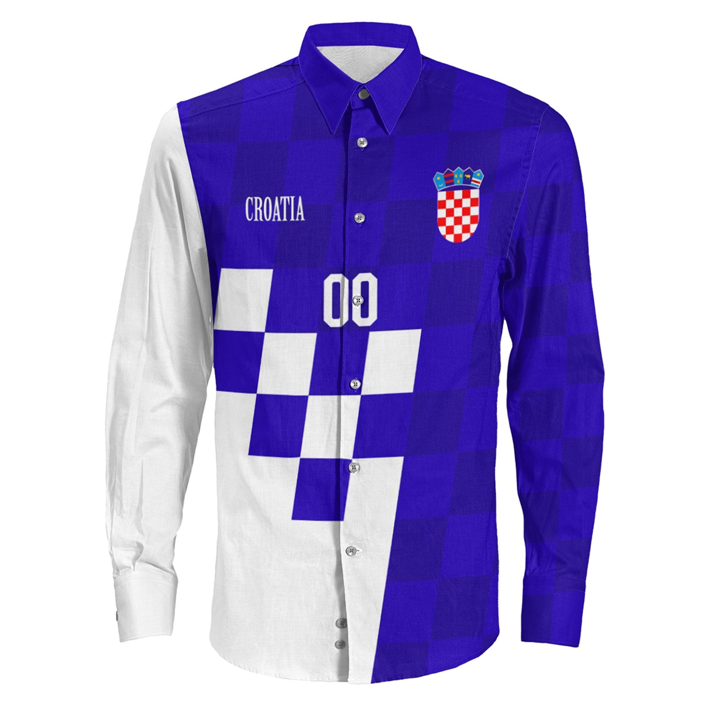 Clothing Custom Croatia Hrvatska Blue Version Long Sleeve Button Shirt