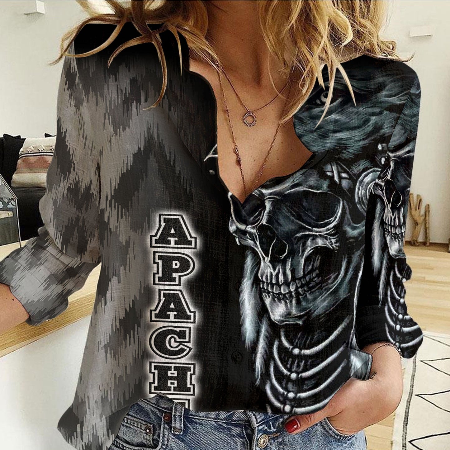 Clothing Apache Warrior and Wolf Women Casual Shirt