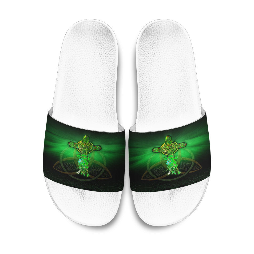 Slide Sandals Patrick Day Cross And Skull Slide Sandals