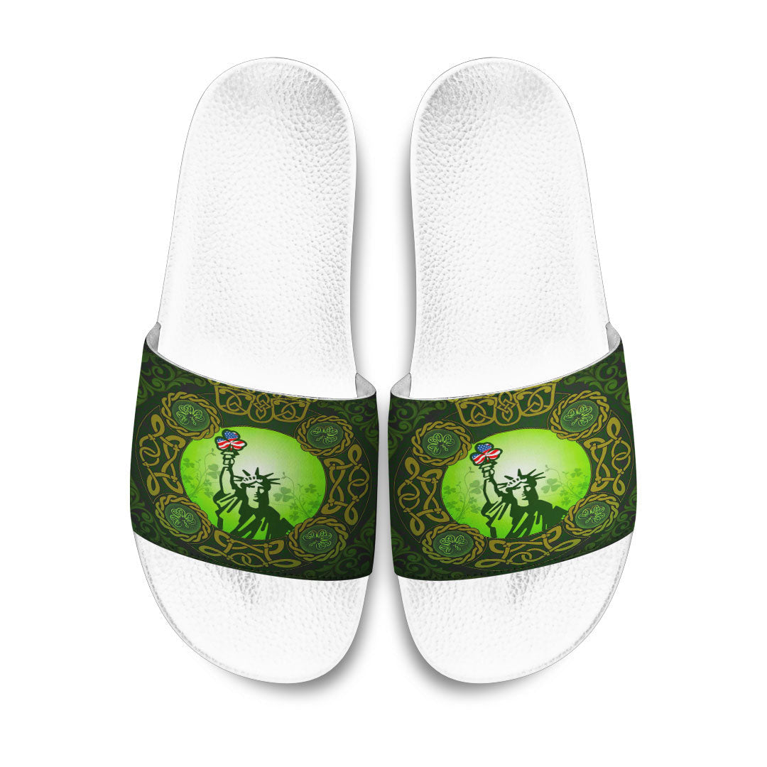 Slide Sandals Patrick Day Liberties Irish and USA Celtic Style Slide Sandals