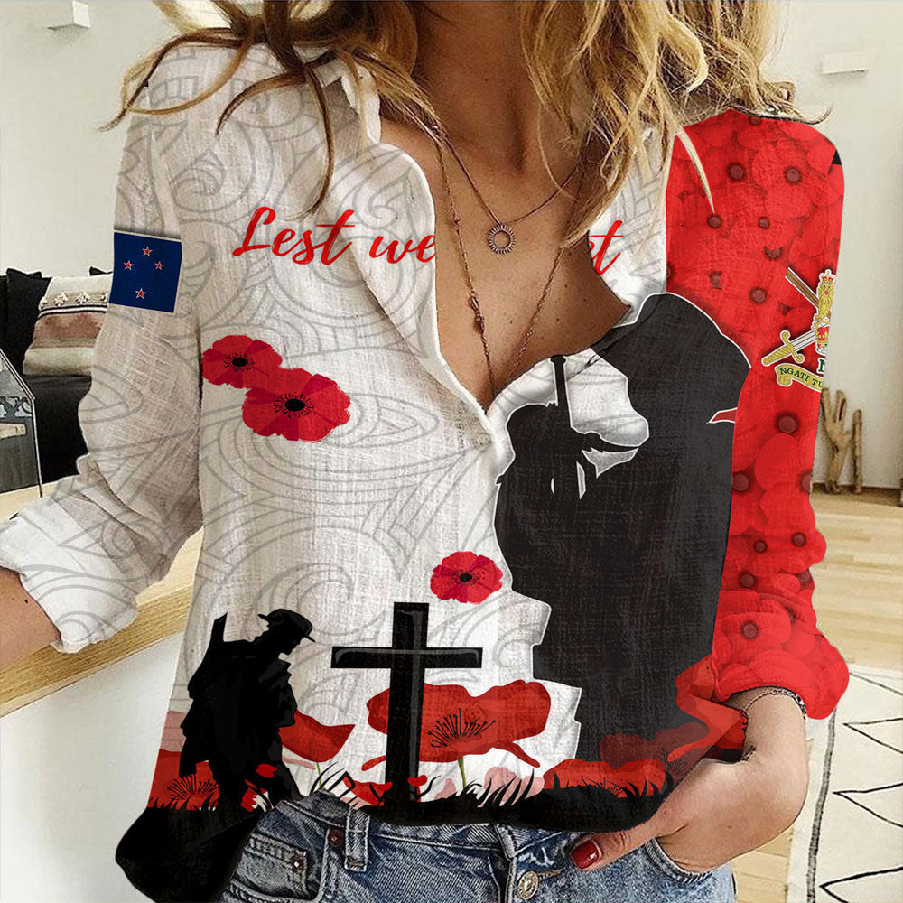 Clothing New Zealand Anzac Lest We Forget Women Casual Shirt