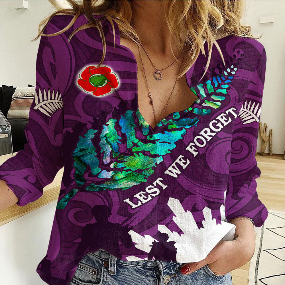Clothing New Zealand Anzac Walking In The Sun Purple Women Casual Shirt