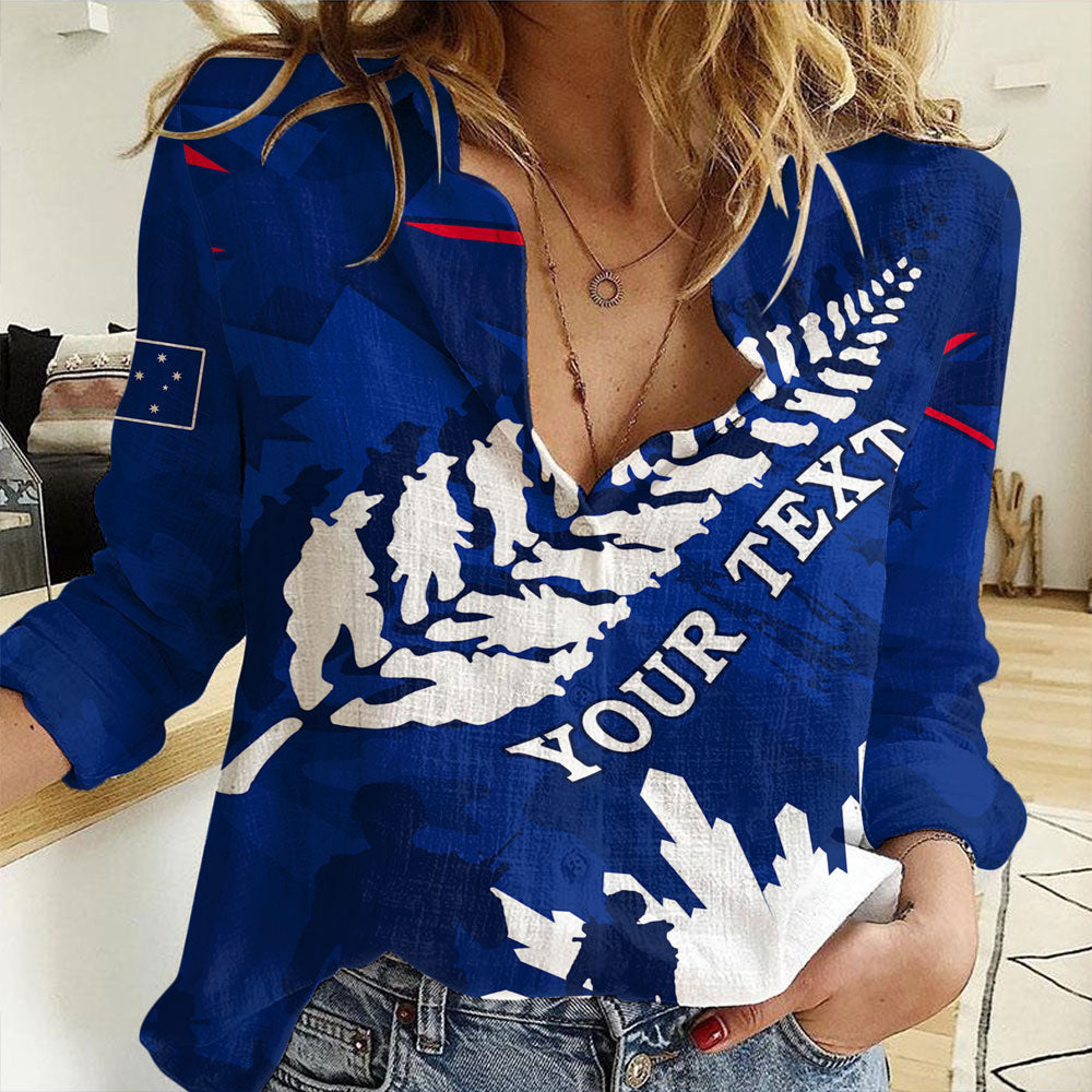 Clothing Custom Australia Anzac Camouflage Mix Fern Women Casual Shirt