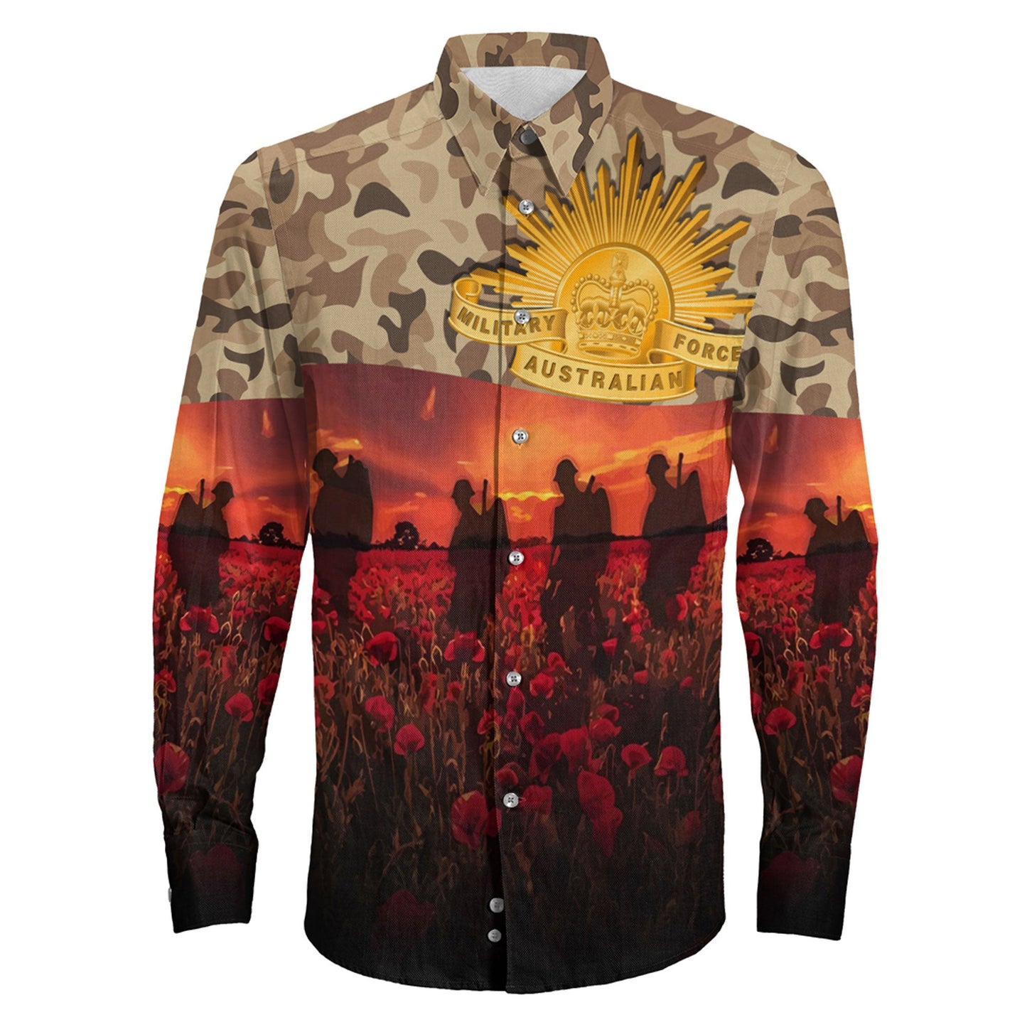Clothing Anzac Day Camouflage Long Sleeve Button Shirt