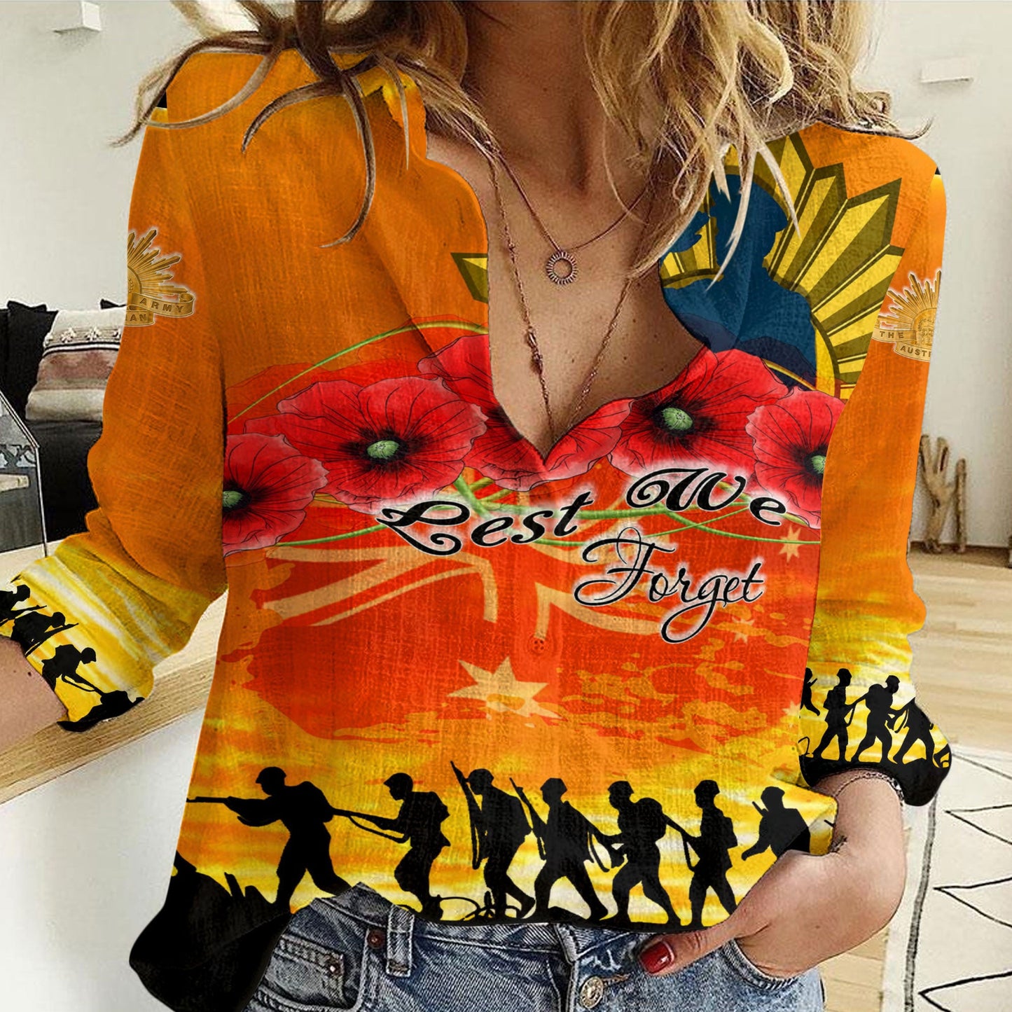 Clothing Anzac Day Australian Women Casual Shirt