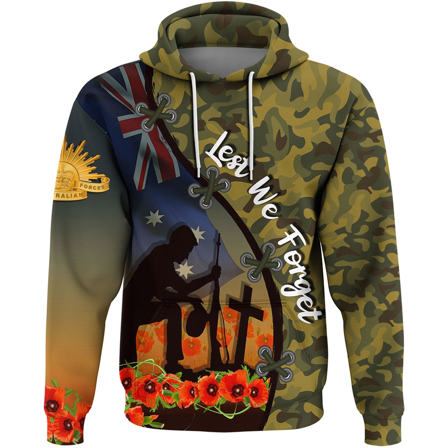 Clothing Anzac Day Camouflage Soldier Australian Hoodie
