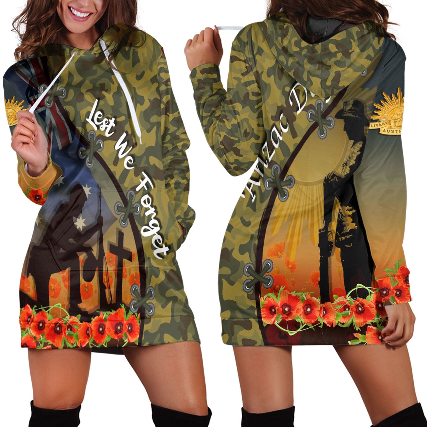 Clothing Anzac Day Camouflage Soldier Australian Hoodie Dress
