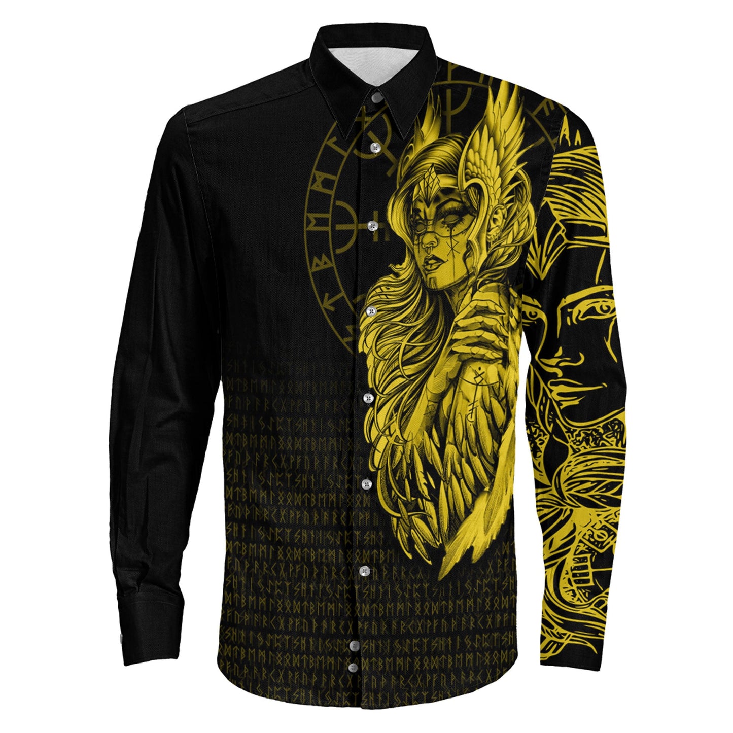 Clothing The Valkyries Viking Gold Long Sleeve Button Shirt