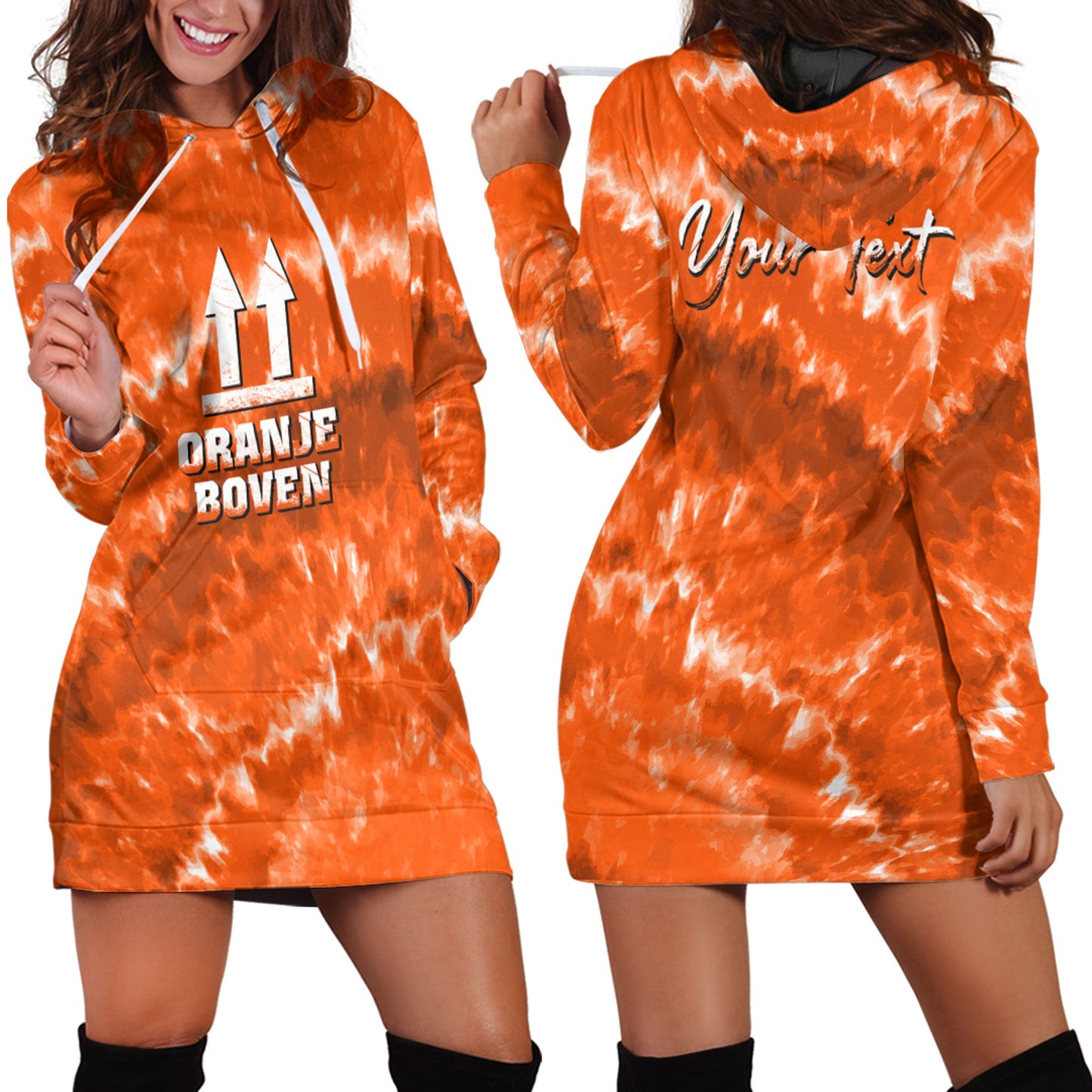 Clothing Netherlands King's Day Oranje Boven Tie Dye Style Hoodie Dress