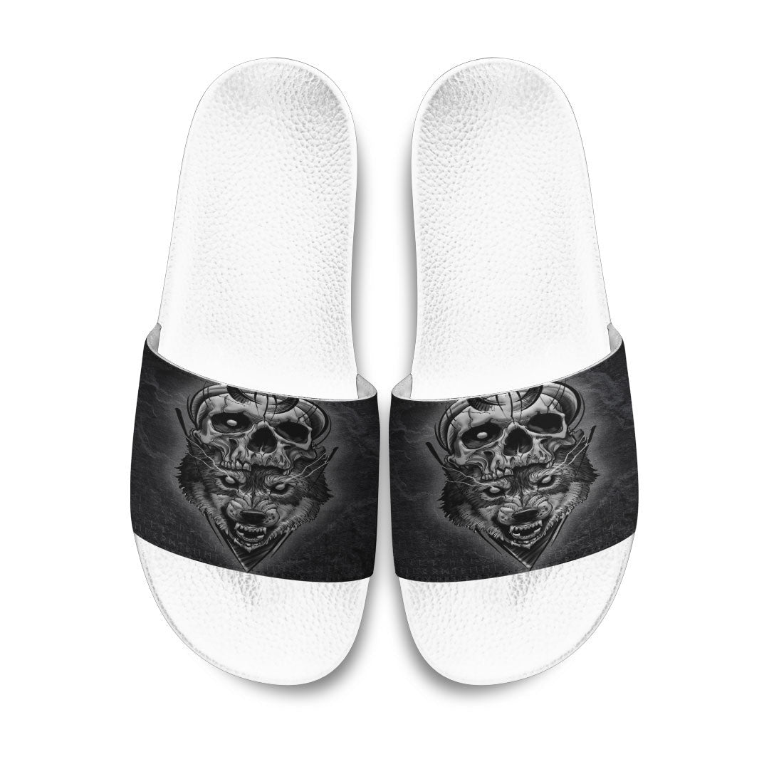 Slide Sandals Wolf And Skull Slide Sandals