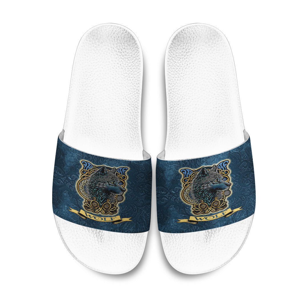 Slide Sandals Wolf Celtic Style Slide Sandals