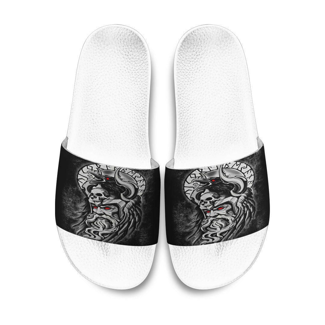 Slide Sandals Raven Of Odin Viking Skull Viking Slide Sandals
