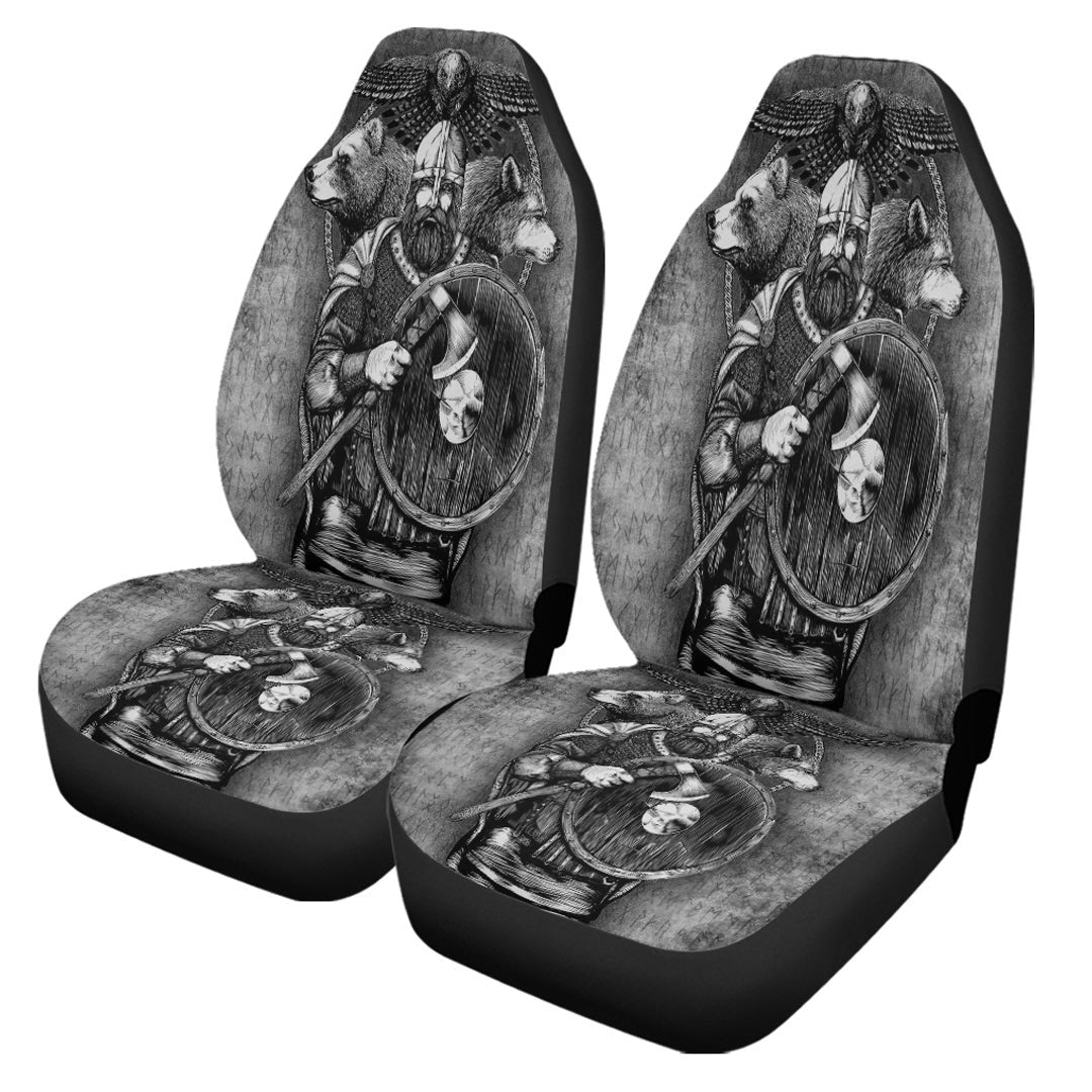 Car Seat Covers Viking Odin Bear Raven Wolf Car Seat Covers