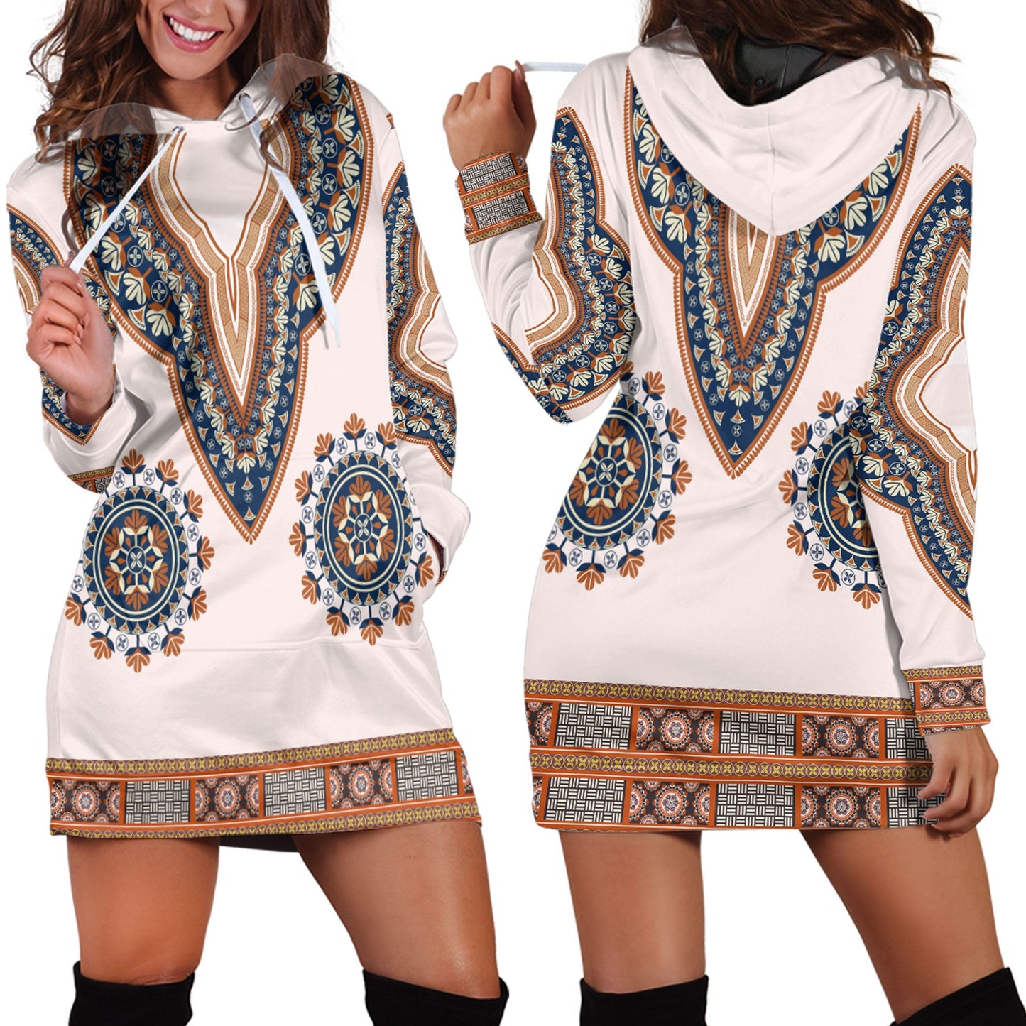 Clothing Africa Dashiki Neck Hoodie Dress