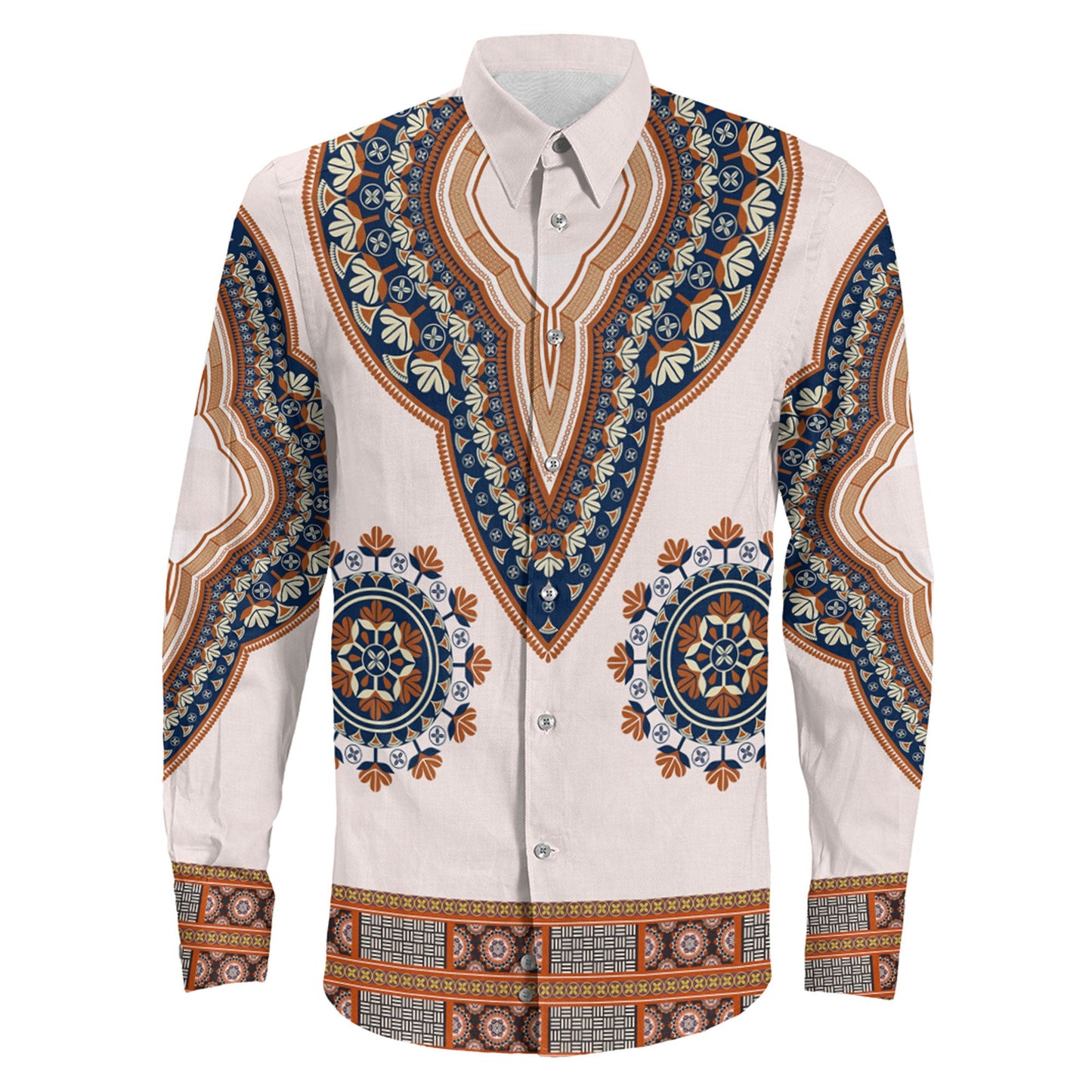 Clothing Africa Dashiki Neck Long Sleeve Button Shirt