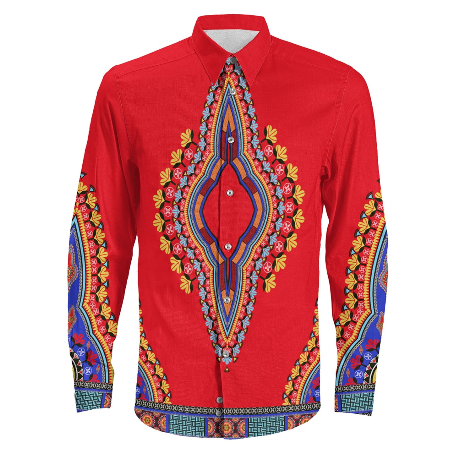 Clothing Neck Dashiki Africa Long Sleeve Button Shirt