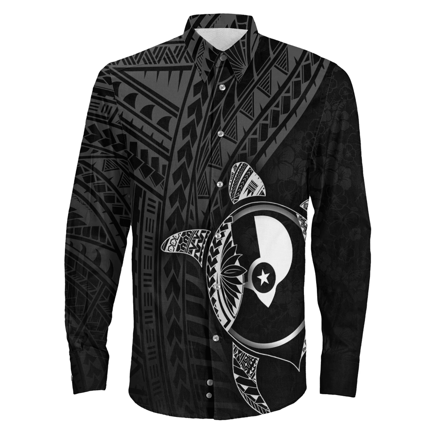 Clothing Yap Islands Polynesia Turtle Coat Of Arms Long Sleeve Button Shirt