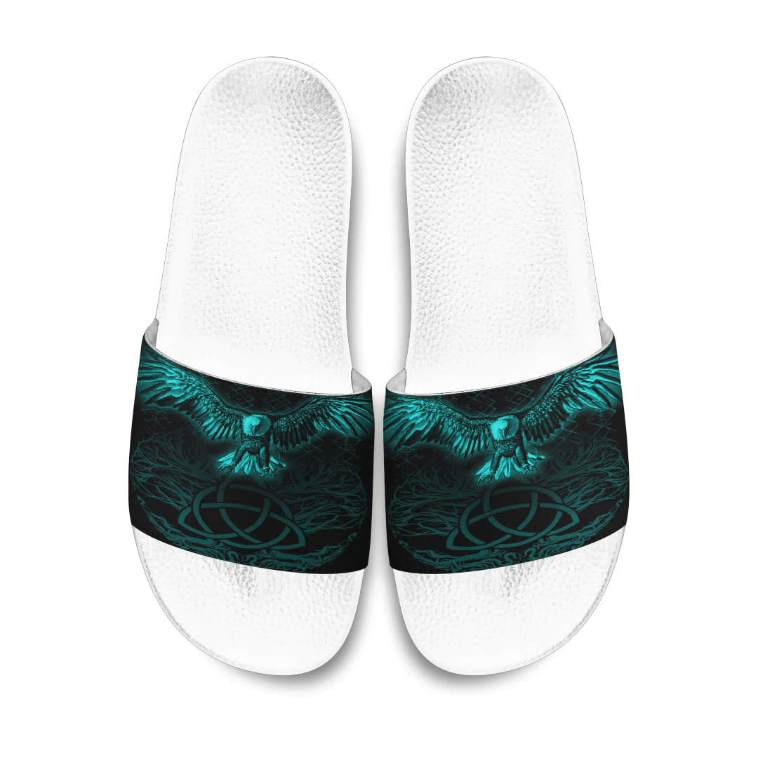 Slide Sandals Raven Tree Cletic Turquoise Viking Slide Sandals