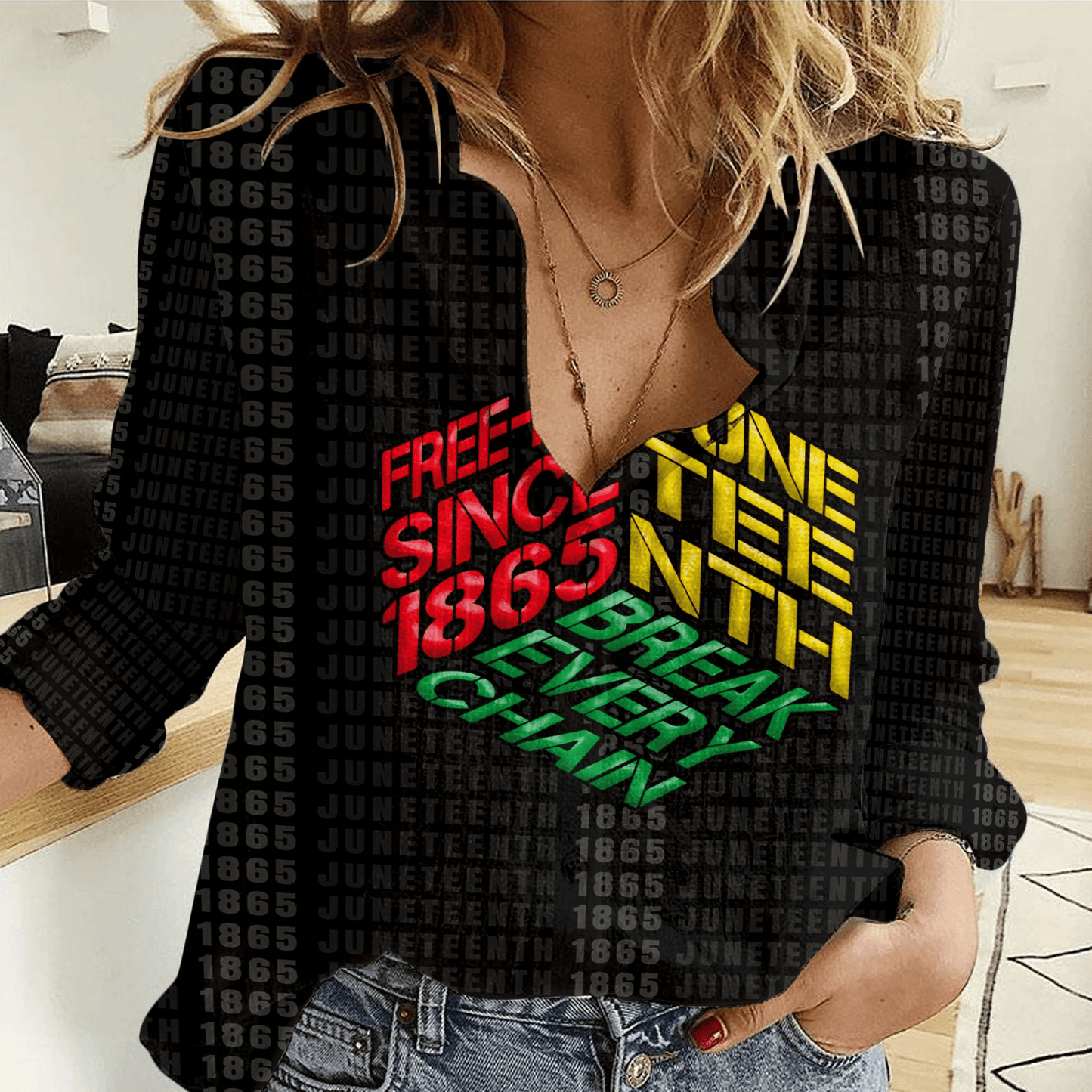 Clothing Juneteenth Free ish Since 1865 Women Casual Shirt