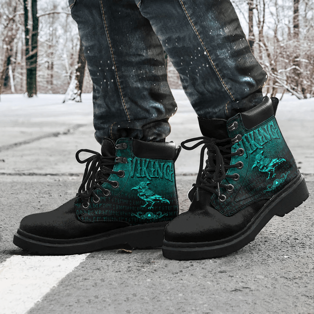 Boots Viking Raven Bird Nordic Style Norseman All Season Boots