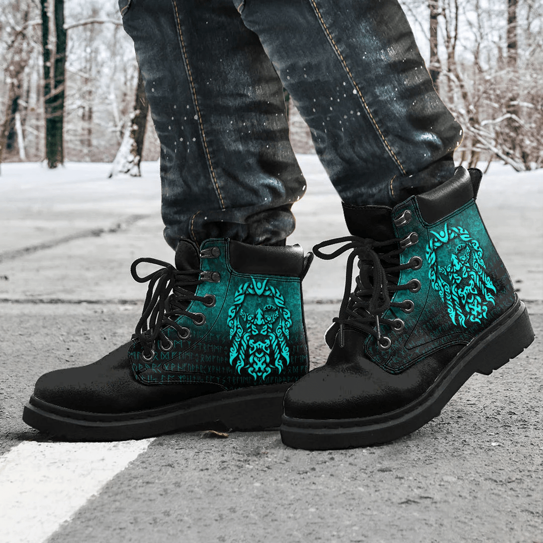 Boots Viking God Odin Allfather In Asgard Raven God Cyan All Season Boots