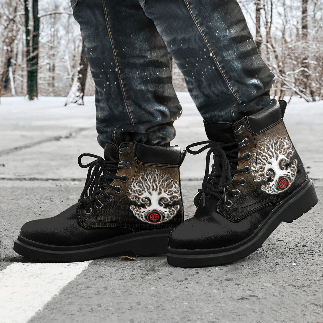 Boots Viking Yggdrasil Symbol Sacred Tree Norse Mythology All Season Boots