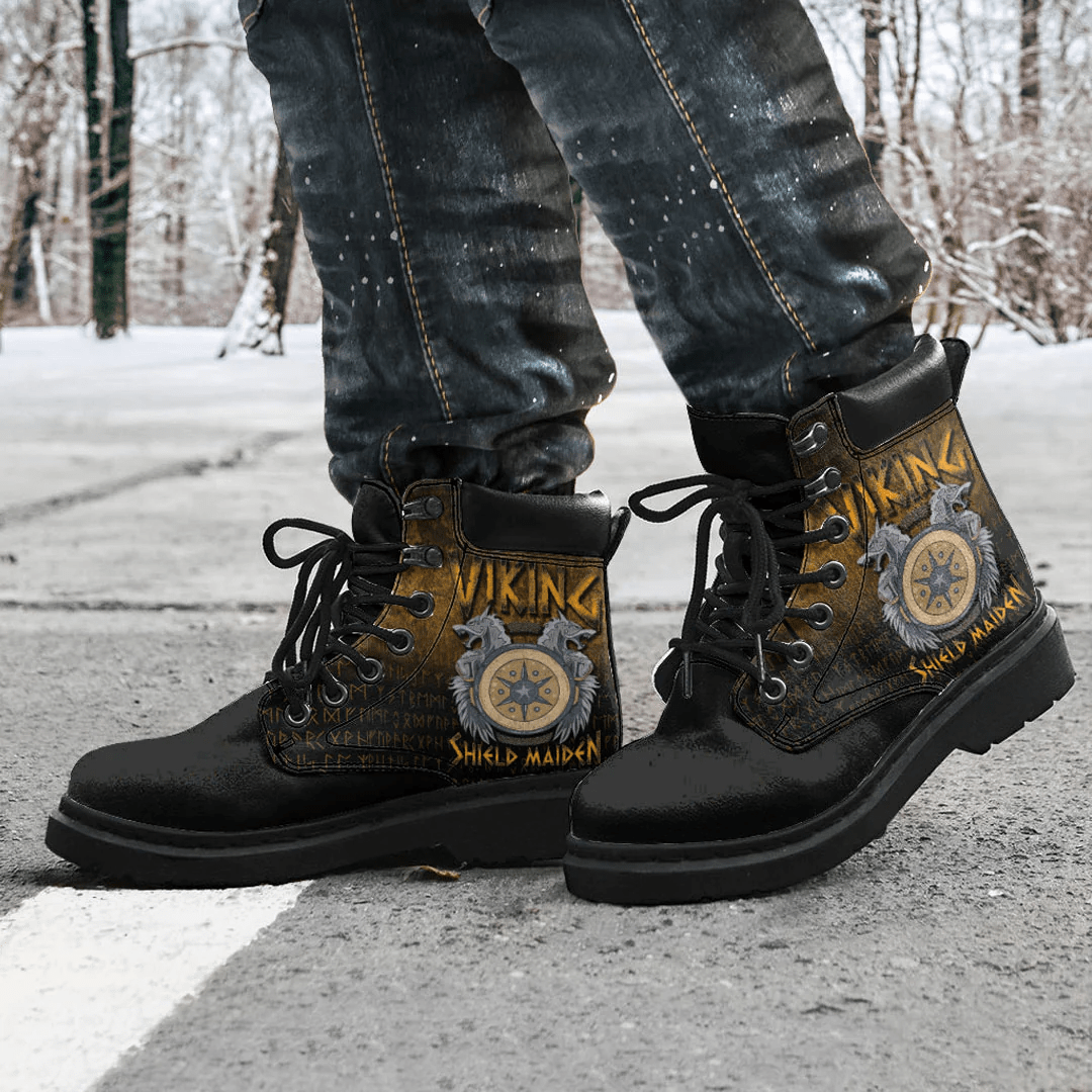 Boots Viking Shield Maiden Female Norse Gold All Season Boots