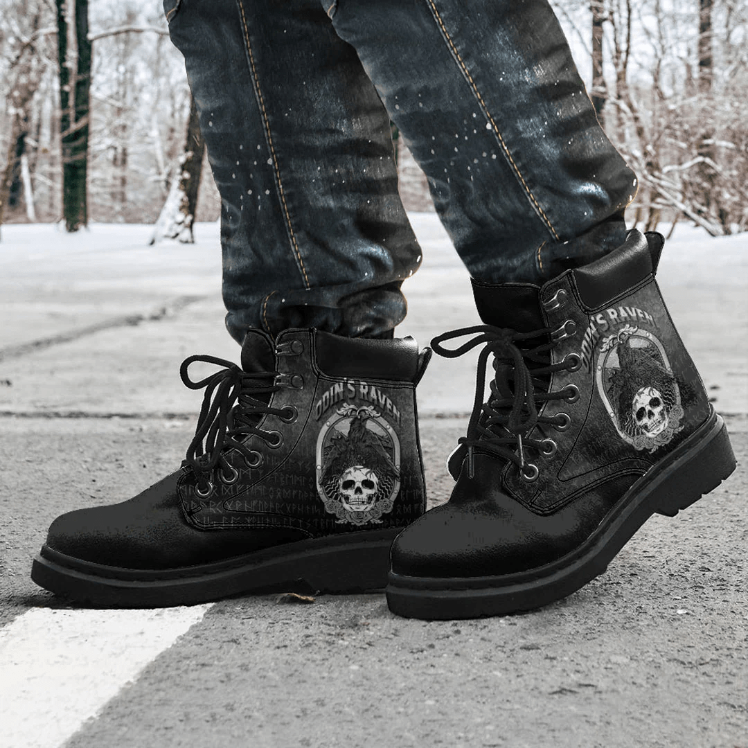 Boots Odins Raven Norse Mythology Ravens Midgard Birds Crow All Season Boots