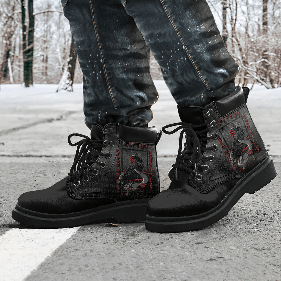 Boots Viking Age Odin's Raven And Helmet All Season Boots