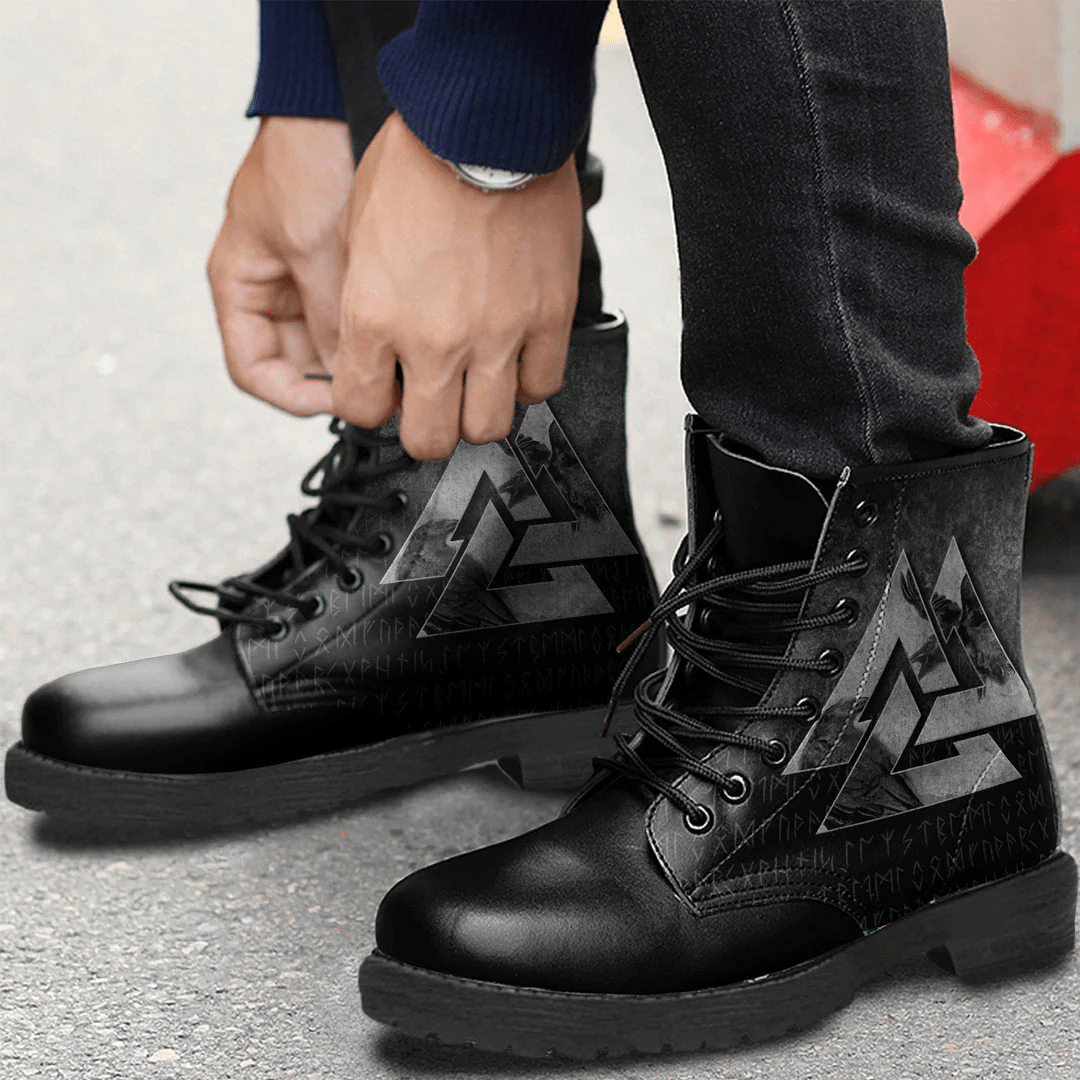 Boots Huginn Muninn Ravens From Odin Viking Leather Boots