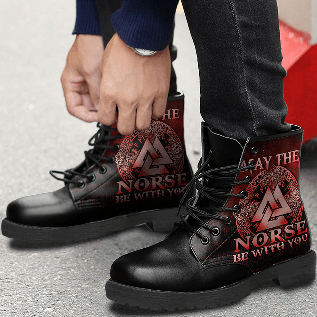 Boots May The Norse Be With You Viking Red Leather Boots