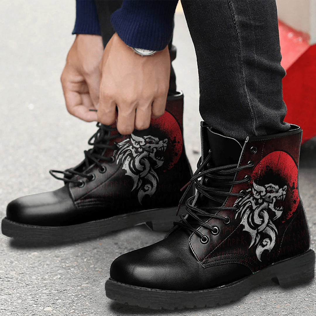 Boots Viking Fenrir Monstrous Wolf Norse Leather Boots