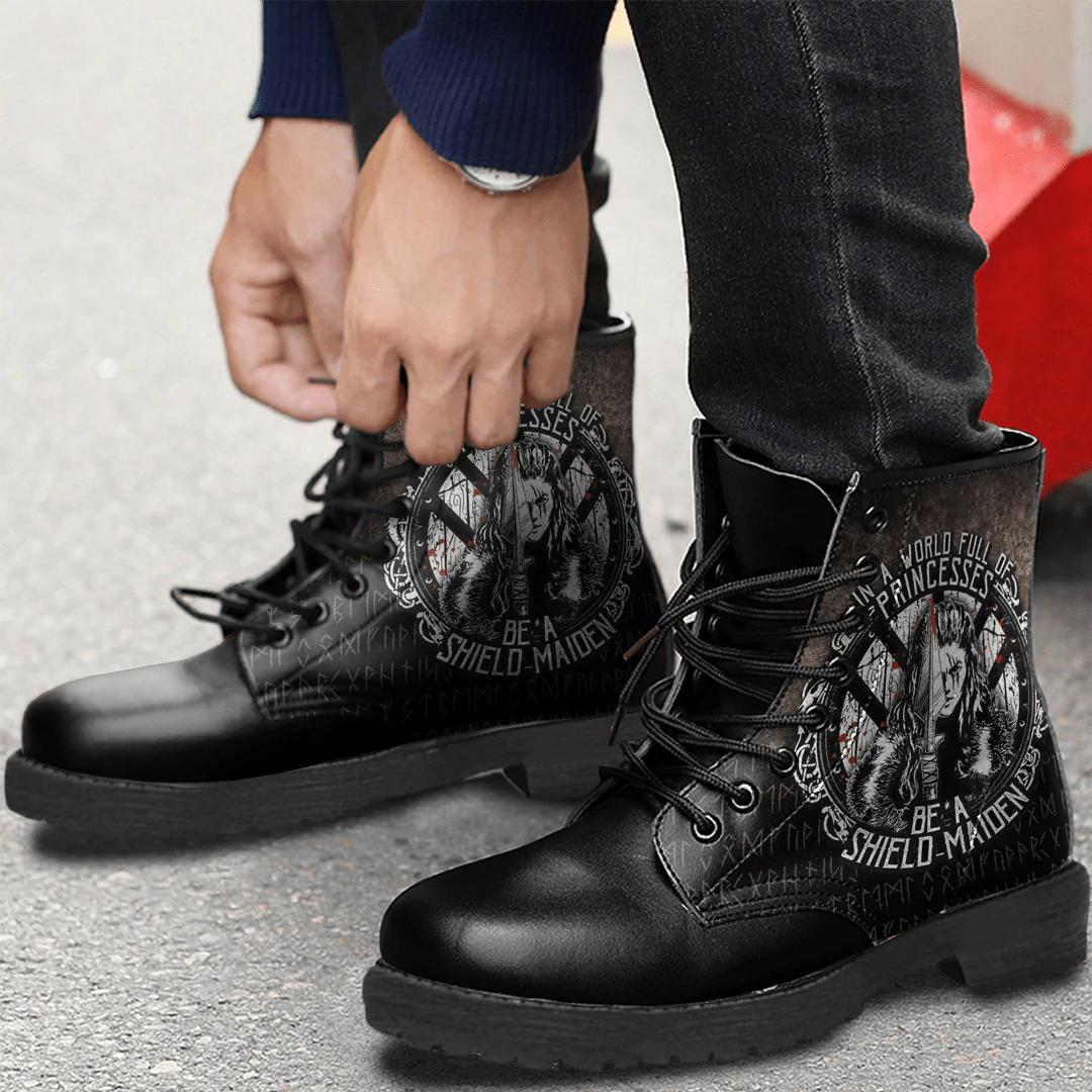 Boots Viking In A World Full Of Princesses Be A Shieldmaiden Leather Boots