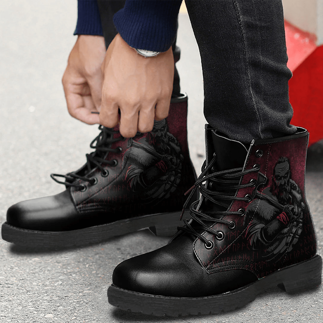 Boots Viking Warrior With Axe Leather Boots