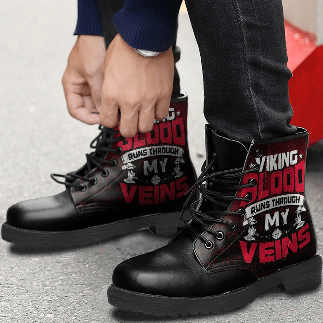 Boots Viking Blood Runs Through My Veins Leather Boots