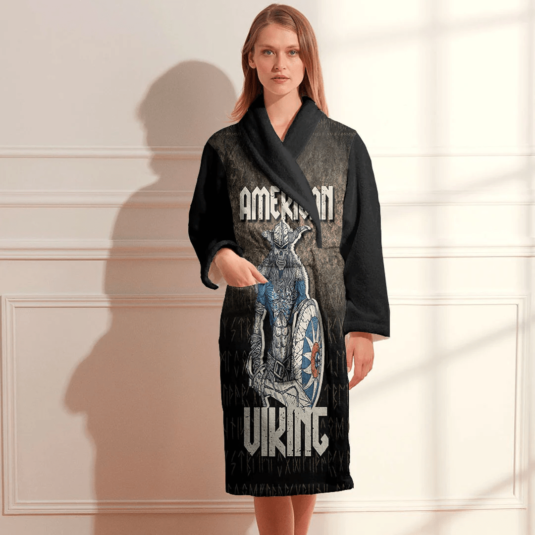 Bathrobe Warrior Viking Sword American Valhalla Norse Bath Robe