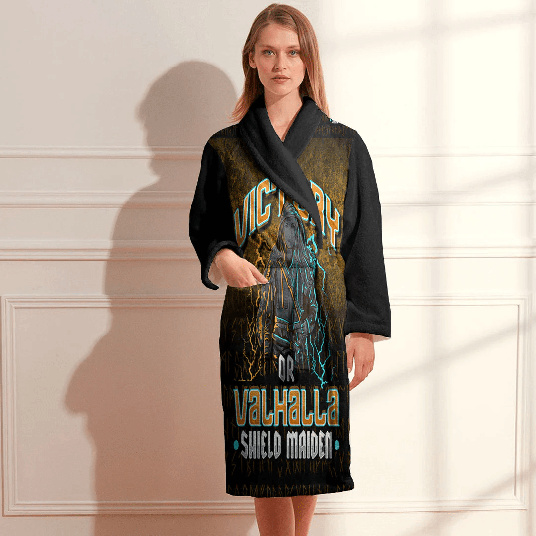Bathrobe Vikings Victory Or Valhalla Shieldmaiden Bath Robe