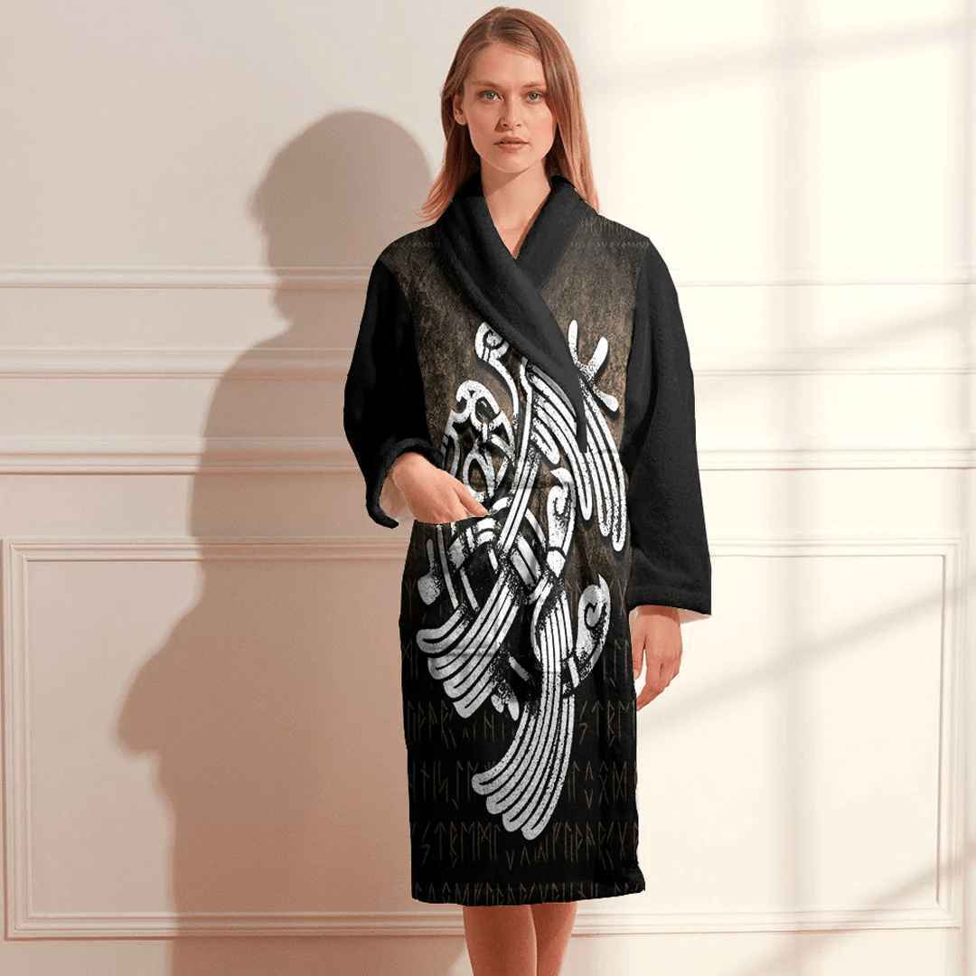 Bathrobe Odin's Ravens Huginn And Muninn Hugin And Munin Bath Robe