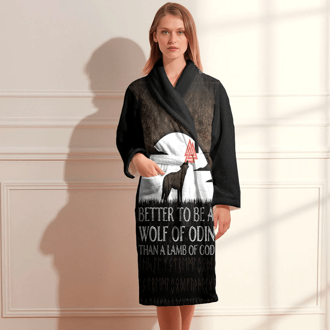 Bathrobe Better To Be A Wolf Of Odin Than A Lamb Of God Bath Robe