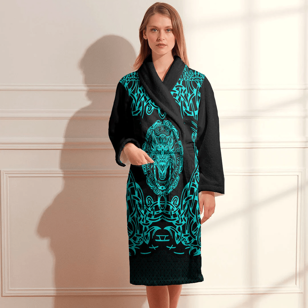 Bathrobe Fenrir Vikingd Cyan Bath Robe