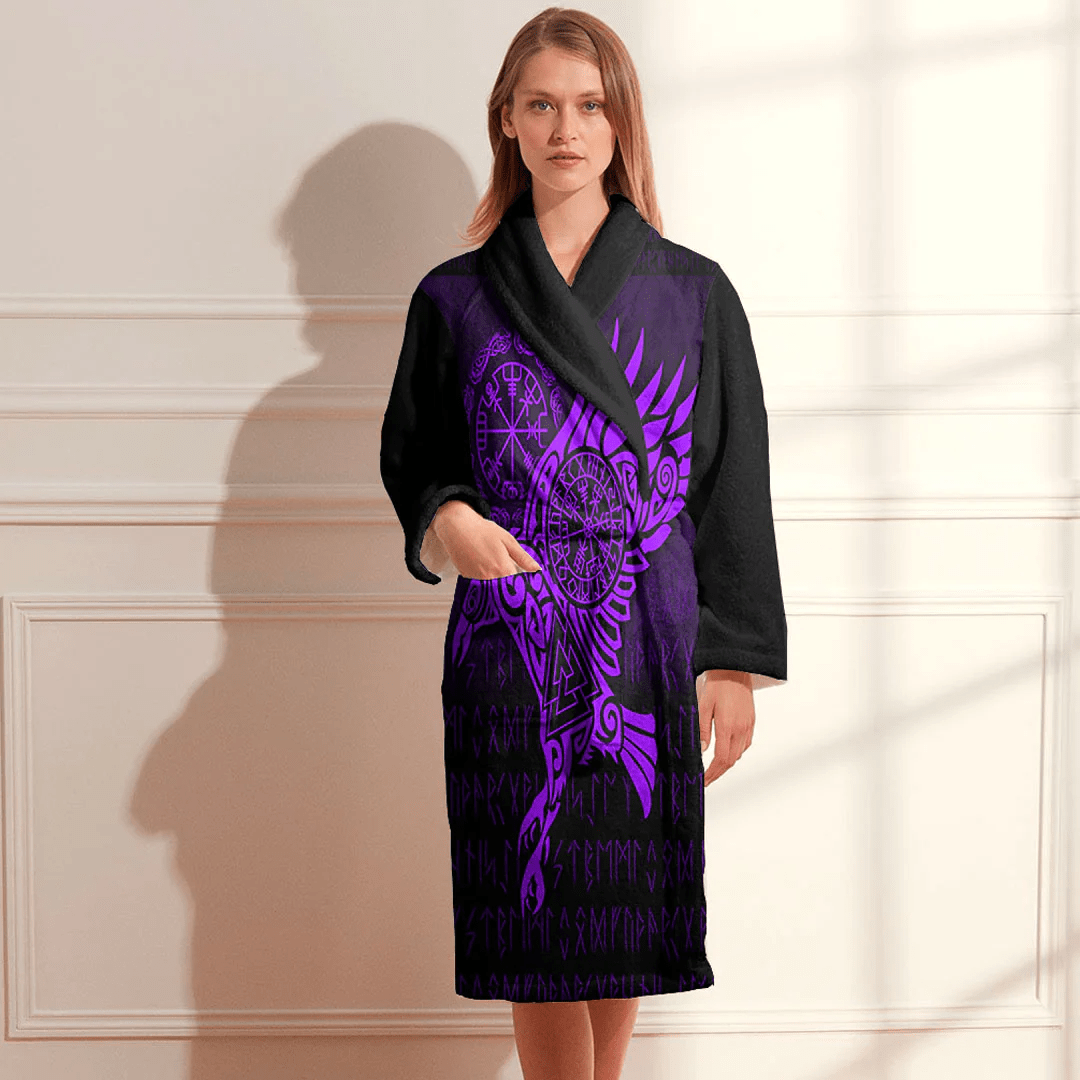 Bathrobe Raven Vegvisir Tattoo Purple Bath Robe